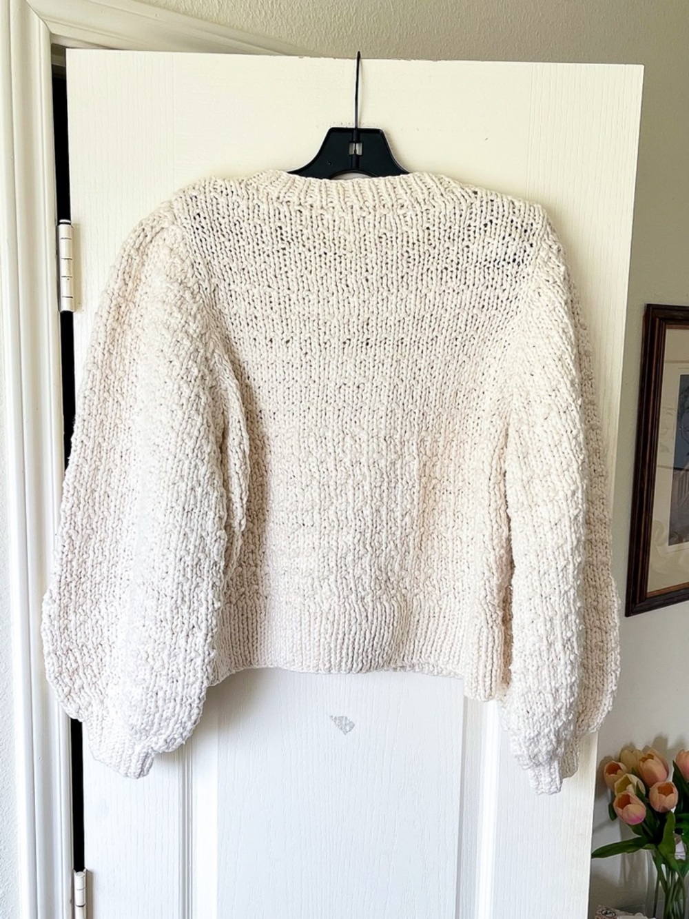 Christy Dawn Nola Cardigan Chunky Knit Cotton Creme Large EUC - Picture 8 of 12